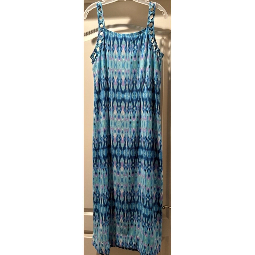 Women's Dotti Dress Size 10 Blue Tie Die Vibe Sleeveless Summer Vintage 90s Boho